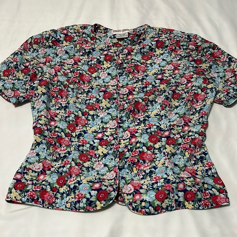 Vintage Maggy London Floral Print Blouse